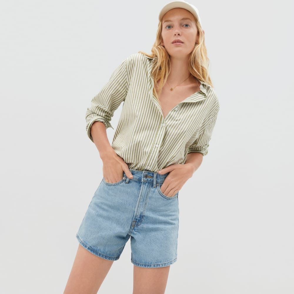 Everlane A-Line Denim Shorts in Powder Blue